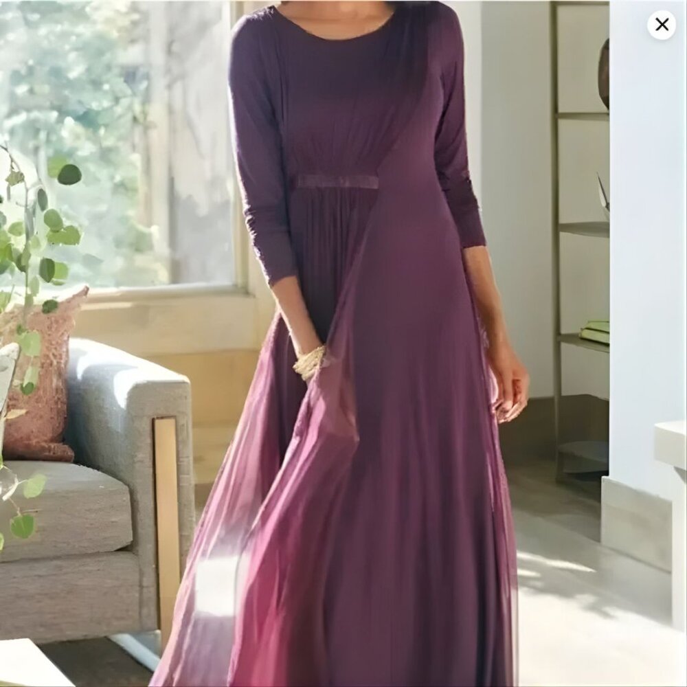 Soft Surroundings Isabetta Silk Maxi Dress – Vermillion Purple – SZ M (NWOT)